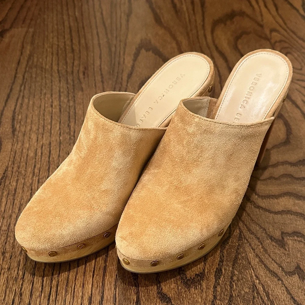 Veronica Beard Camel Suede Mules - Picture 1 of 5